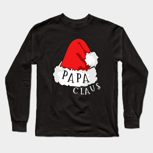 Papa Claus Santa Hat Christmas Matching Family Pajama Long Sleeve T-Shirt